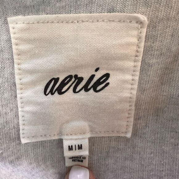 Aerie Corduroy Velour Cropped Zip Up Jacket Light Gray Soft Stretch Women’s M - Picture 5 of 7